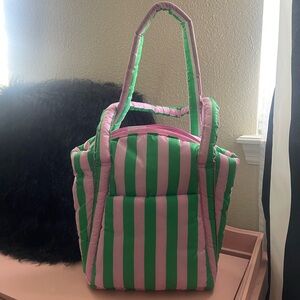 Pink Green Awning Mini Puffy Tote Baggu